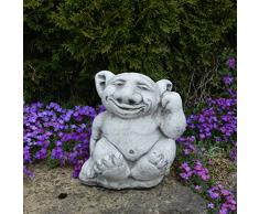 gartendekoparadies.de Großer massiver XXL Troll Finger im Ohr Gnom Wichtel Kobold aus Steinguss
