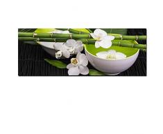 SILYHN Digital HD Print Stillleben Bambus Weiß Orchidee Feng Shui Landschaft Ölgemälde auf Leinwand Poster Wandbild für Wohnzimmer 40x120cm Ungerahmt