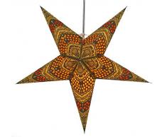 Guru-Shop Faltbarer Advents Leucht Papierstern, Weihnachtsstern Horus - Gelb/orange, 60x60x20 cm, Star Fensterdeko, 5 Spitzen