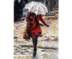 CaptainCrafts Neu Malen nach Zahlen Kits 16x20 für Erwachsene Anfänger Kinder, Creative DIY digitales Ölgemälde Kinder Leinwand - Weiß Regenschirm Professional Frau (Ohne Rahmen)