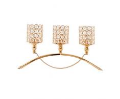 YLee Durchbrochene Schmiedeeisen Kerzenhalter, 3 Kerzenschalen für Exquisite Leuchter für Hochzeitsfeiern, Gold