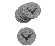 Boltze Home Collections Untersetzer Tjark grau Ø 10 cm - 6er Set - (grau Hirschkopf)