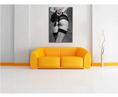 erotische Spitzen-Dessous schwarz/weiß Format: 80x60 auf Leinwand, XXL riesige Bilder fertig gerahmt mit Keilrahmen, Kunstdruck auf Wandbild mit Rahmen, günstiger als Gemälde oder Ölbild, kein Poster oder Plakat