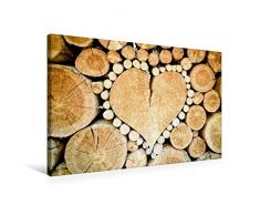 Calvendo Premium Textil-Leinwand 75 cm x 50 cm quer, Herz Holzmaserung | Wandbild, Bild auf Keilrahmen, Fertigbild auf echter Leinwand, Leinwanddruck Menschen Menschen