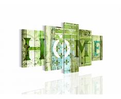 Runa Art Bilder Home Haus Wandbild 200 x 100 cm Vlies - Leinwand Bild XXL Format Wandbilder Wohnzimmer Wohnung Deko Kunstdrucke Grün 5 Teilig - Made in Germany - Fertig Zum Aufhängen 502851c
