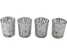 Decoline Teelicht-Halter 4 Stück aus Glas Silber