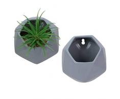 Nattol Geometrische Wand-Pflanzgefäß, hängende Pflanzgefäße und hängende Vase für Sukkulenten, Kaktus und Luftpflanzen, 2er-Set, Weiß grau