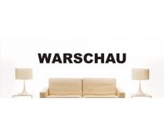 Wandtattoo w1142 Mehrfarbige Wandschrift mit Sehenswürdigkeiten und Stadtnamen - Aufkleber - Dekoration - Stadt Warschau 60x7