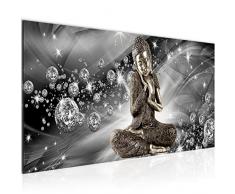 Runa Art Bilder Buddha Feng Shui Wandbild 100 x 40 cm Vlies - Leinwand Bild XXL Format Wandbilder Wohnzimmer Wohnung Deko Kunstdrucke Grau 1 Teilig - Made IN Germany - Fertig zum Aufhängen 505412c