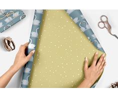 dabelino 4x Geschenkpapier Hochzeit: Schwäne/Herz (zweiseitig weiß-blau/beige, öko) | Set inkl. Karte: Alles Liebe zur Hochzeit