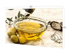 GRAZDesign 200042_60x40_SP Küchenrückwand Glas-Bild Spritzschutz Küche |Edler Kunstdruck hinter Glas | Bild-Motiv Olivenöl | Eyecatcher für Zuhause (60x40cm)