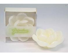 Schwimmkerze Jasminblüte - weiß 1er Box Kerze 10x10x6,5cm NEU Wachskerze Dekokerze Duftkerze