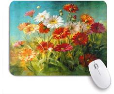 Benutzerdefiniertes Büro Mauspad,Daisy Flower Retro Daisy Bloom Knospen Ölgemälde Romantik,Anti-slip Rubber Base Gaming Mouse Pad Mat