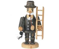 OBC Räuchermännchen Schornsteinfeger schwarz gebeizt, 12 cm, Dekofigur Handbemalt im Erzgebirge - Stil/Räuchermann / Räucherfigur aus Holz