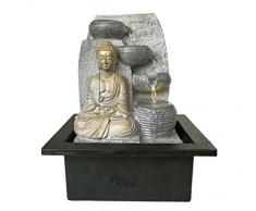 Dehner Zimmerbrunnen Steine mit LED Beleuchtung, ca. 25 x 17.5 x 21 cm, Polyresin, grau