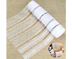 DYFFLE 50 Mete Spitzenband weiß Vintage, Geschenkband Spitze, tischdeko Hochzeit, schleifenband Spitze, Handwerk Bordüre, geschenkband bordüre für Geschenkverpackung Geburtstag (5 Rolls)