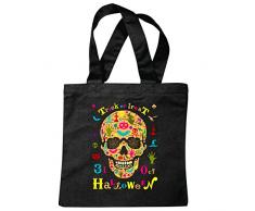 Tasche Umhängetasche Halloween - Kürbis - Oktober - Teelicht - Szene Einkaufstasche Schulbeutel Turnbeutel in Schwarz