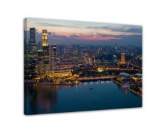 Wandbild - Singapur - Bild auf Leinwand 80x60 cm 1 teilig - Leinwandbilder Bilder als Leinwanddruck Städte & Kulturen Asien - Skyline Singapurs bei Nacht
