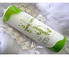 Taufkerze Kommunionkerze Junge Mädchen 250/70 mm VT-10 inkl. Zubehör für selbstbeschriften