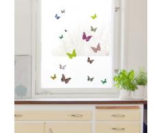 WANDKINGS Schmetterlinge als Vogelschutz und Fensterdekoration Sticker Set, 16 bunte Aufkleber, 2 DIN A4 Bögen, Gesamtfläche 60 x 20 cm