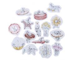 45 Stück süße Kaninchen Papier-Dekoration DIY Tagebuch Scrapbooking Aufkleber Basteln Scrapbooking für Kinder, inklusive verschiedene Cartoon-Hasenfiguren