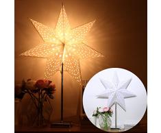 YUNLIGHTS Papierstern Lampe Leuchtstern Weihnachtsstern Lampe Weihnachtsdekoration Stern Stehleuchte Stehlampe 7 Zacken 67cm mit 2 Stück Lampenschirm
