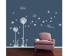 decalmile Wandsticker Pusteblume Schmetterling Wandtattoo Sprüche und Zitate Learn Live Hope Löwenzahn Wandaufkleber Wohnzimmer Schlafzimmer Wanddeko (Weiß)