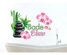 GRAZDesign Wandbild Badezimmer Feng Shui, Wandsticker Bade Oase Deko, Wandtattoo Steine / 79x57cm