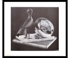 Germanposters MC Escher Poster Kunstdruck Bild Stilleben mit Kugel im Alu Rahmen in schwarz 61x71cm