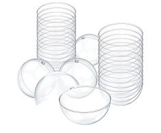 Onepine 50 Stück Acrylkugeln 7cm Transparente Weihnachtskugeln 25er-Set Kunststoffkugel für Weihnachtsbaum Deko, Süßigkeiten Box, Geschenk Dekoration