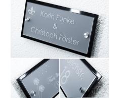 Hochwertiges Namensschild Hausnummer mit Gravur aus Acrylglas versch. Größen ab 21x10cm mit über 80 Motiven Türschild für die Haustür mit Namen Haustürschild Familienschild Haus Garten