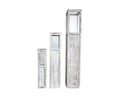 Rebecca Mobili 3er Set Dekolaternen Shabby, Kerzenleuchter in Weiß aus Holz, für Schlafzimmer Wohnzimmer – Maße: 119 x 20 x 20 cm (HxLxB) - Art. RE4289