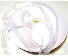 CaPiSo® 100m x 6mm Organzaband,Schleifenband,Geschenkband Hochzeit (Weiss)