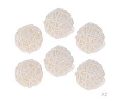 Bonarty 12Pcs Weidenkugeln 7 Cm DIY Haupthochzeits Weihnachtsfest Hängende Dekoration - Weiß