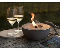 Beske-Betonfeuer mit Dauerdocht | Durchmesser 24cm breiter Rand | Wiederbefüllbare Gartenfackel | Unendliche Brenndauer durch Recycling von Kerzenwachs | Tischfeuer Fackel Kerze Outdoor