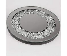 Dekotablett rund Ø 20 Spiegelplatte und Strass Spiegel Tablett Kerzentablett