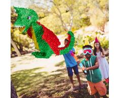 Relaxdays 10022572 Pinata Drache, zum Aufhängen, Kinder, Mädchen & Jungs, Geburtstag, zum Befüllen, Papier, große Piñata, bunt