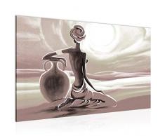 Bild Afrika Frau Wandbild Vlies - Leinwand Bilder XXL Format Wandbilder Wohnzimmer Wohnung Deko Kunstdrucke Rosa Grau 1 Teilig - MADE IN GERMANY - Fertig zum Aufhängen 000914b