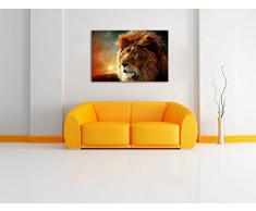 Löwe Abstrakt Art Format: 120x80 auf Leinwand, XXL riesige Bilder fertig gerahmt mit Keilrahmen, Kunstdruck auf Wandbild mit Rahmen, günstiger als Gemälde oder Ölbild, kein Poster oder Plakat