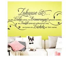 Wandora Wandtattoo Spruch Zuhause ist I schwarz (BxH) 58 x 20 cm I Familie Liebe Wohnzimmer Diele Flur Sticker Aufkleber Wandaufkleber Wandsticker G027