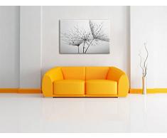 Pusteblume bedeckt mit Tropfen Schwarz/Weiß, Format: 120x80 auf Leinwand, XXL riesige Bilder fertig gerahmt mit Keilrahmen, Kunstdruck auf Wandbild mit Rahmen, günstiger als Gemälde oder Ölbild, kein Poster oder Plakat
