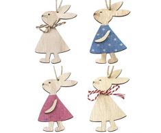 PETSOLA 4 STK Osterhasen HÄNGER Deko Ostern Holzhasen Holz Anhänger Hasen Dekohasen