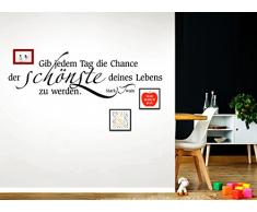 Wandaro Wandtattoo Zitat Gib Jedem Tag die Chance I Schwarz 80 x 27 cm I Flur Diele Wohnzimmer Selbstklebend Aufkleber Wandaufkleber Spruch Wandsticker W3304