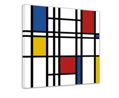Bilderdepot24 Wandbild - Mondrian Retro - Bild auf Leinwand - 40x40 cm - Leinwandbilder - Wandbild Wandbild Kunst & Life Style - Moderne - Abstrakt - Piet Mondrian - Komposition
