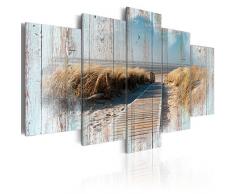 murando - Bilder 225x112 cm - Vlies Leinwandbild - 5 Teilig - Kunstdruck - Modern - Wandbilder XXL - Wanddekoration - Design - Wand Bild - Holz Strand Landschaft Natur Meer c-C-0029-b-n