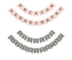 Sinoest Frisch Verheiratet Girlande Hochzeit Banner Wimpelkette Rosa & Grau Hochzeitsdeko - Just Married Girlande Dekoration für Hochzeitszeremonie Fotorequisiten Brautdusche Junggesellinnenabschied