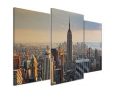 Kunstdruck mit Winter SALE New York City II Bild auf Leinwand - 100x60 cm 3 teilig - Leinwandbilder - Bilder als Leinwanddruck - Wandbild von Bilderdepot24 - Städte & Kulturen - Amerika - Stadtansicht von New York - Luftaufnahme von Manhattan