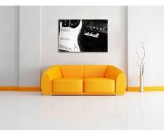E-Gitarre vor Marshall Verstärker Format: 80x60 auf Leinwand, XXL riesige Bilder fertig gerahmt mit Keilrahmen, Kunstdruck auf Wandbild mit Rahmen, günstiger als Gemälde oder Ölbild, kein Poster oder Plakat