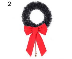 Muzhilli3 Weihnachtsdekoration, Weihnachtsglocke Bowtie Kranz Baumgirlande hängend Party Fenster Dekor - White Edge