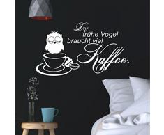 greenluup® wandtattoo Spruch Zitat DER FRÜHE Vogel BRAUCHT VIEL Kaffee Küche KÜCHENSCHRANK KÜHLSCHRANK ESSZIMMER KEIDERSCHRANK Schrank